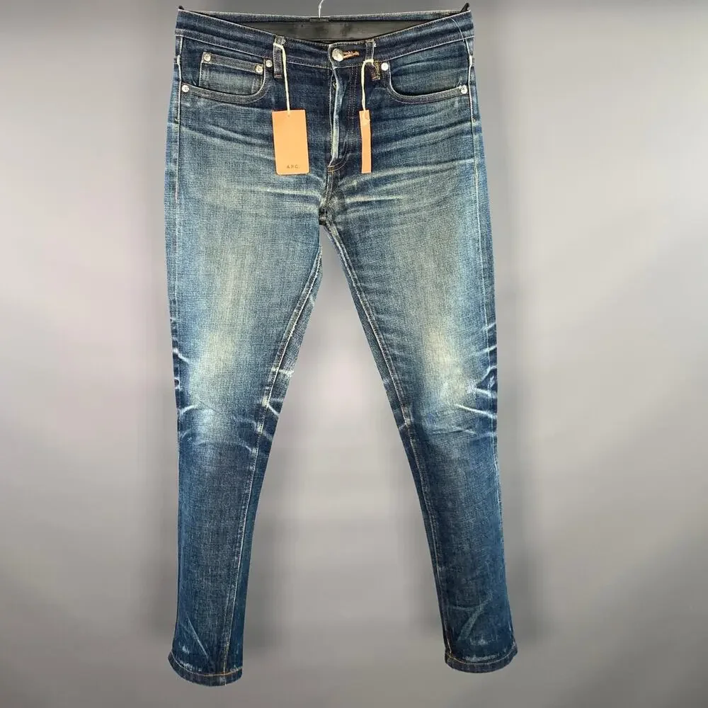 A.P.C. Size 28 Navy Wash Denim Button Fly Jeans